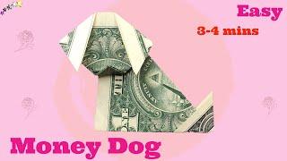 How to make money origami PUPPY DOG using dollar bill. Easy 5-minute crafts paper folding tutorial.