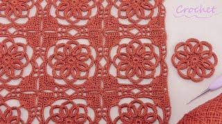 Ажурный КВАДРАТНЫЙ МОТИВ вязание крючком МКEasy Crochet square motifs pattern for beginners