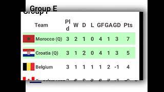 FIFA WORLD CUP 2022 POINTS TABLE