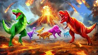 Saving Dinosaurs from Volcano Eruption Super Trex Rescue Adventure  Jurassic Land Catastrophe