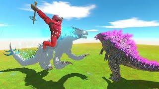 Team Shimo X Scar King VS Team Evolved Godzilla Pink Atomic Power - EPIC Monsterverse Battle