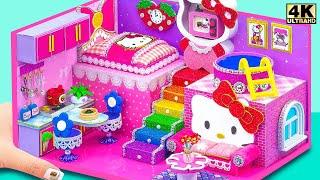 Make HELLO KITTY House has Pink Bedroom Hello Kitty Sofa Rainbow Stairs ️ DIY Miniature House