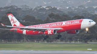 Air Asia A330 w REVERSE THRUST Landing at Melbourne Airport