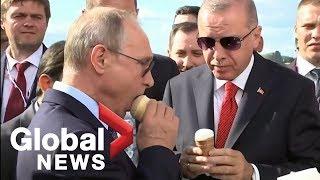 Putin buys Erdogan ice cream shows off new Su-57 fighter jet during visit to Russia