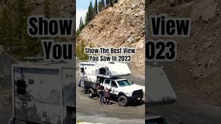 The best view of 2023 award goes to…answer in the location #shorts #truckcamper #views #rv #drone