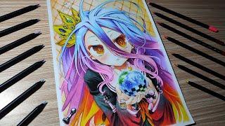 Drawing Shiro No Game No Life - Desenhando Shiro - No Game No Life