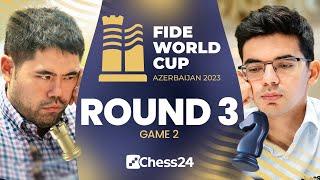 Can Hikaru Fabiano Nepo & Anish Win Without Tiebreaks?  FIDE World Cup Round 3 Game 2