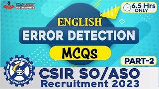 CSIR Recruitment 2023  Error Detection MCQs  CSIR SOASO classes  Marathon