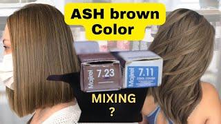 Ash Brown Hair Color Practical 7.23 And 7.11  Cool Cover + Majirel Mixing  Salonfact