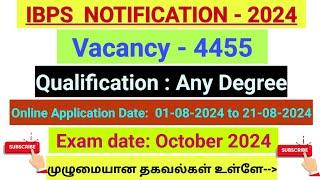 IBPS PO Notification- 2024 Vacancy-4455 Qualification Any degreeBank exam Notification