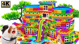 Make Water Slide From Rooftop To Underground Swimming Pool In the Mansion From Magnetic Balls