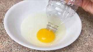 Separating egg yolk with water bottle