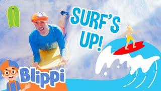 Blippi Learns How To Surf  Waterpark For Kids  Kids TV Show  Educational Videos for Kids