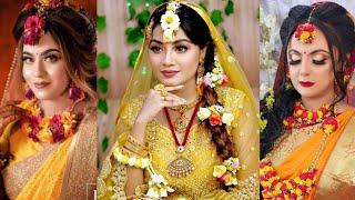 Top 10 Bangladeshi BrideGaye holud makeup & floral jewellery Ideas