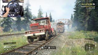 Towing the TRAIN Pacific P16 - SnowRunner  Thrustmaster T300RS gameplay