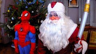 Real Santa Claus with Spiderman David and Daniel with sister Anastasia =