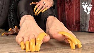 DEMO Tapping & Scratching with Long Yellow NAILS