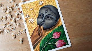 Durga puja special drawing How to draw maa durga face making process Maa Durga is coming
