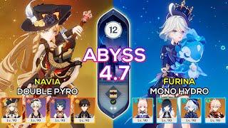 C0 Navia Double Pyro & C0 Furina Mono Hydro - Spiral Abyss 4.7 - Genshin Impact