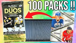 Opening 100 PACKS of 2023-24 Upper Deck Tim Hortons Greatest Duos Hockey Cards RARE PULLS