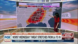 Severe Storm Threat Intensifies And Moves To The East On Wednesday