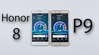 Huawei Honor 8 vs Huawei P9 - Speed & Battery Test Comparison Review Kirin 950 vs Kirin 955