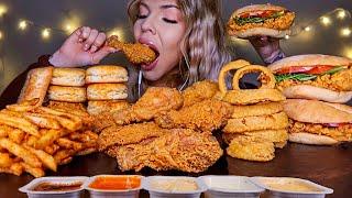 ASMR MOST POPULAR FOOD AT POPEYES CHICKEN SANDWICH FRIED CHICKEN CAJUN FRIES BISCUITS MUKBANG 먹방