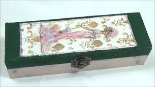 Wooden box decoupage-velvet and marble effectΝτεκουπάζ σε ξύλινο κουτί-εφέ βελούδο και μάρμαρο