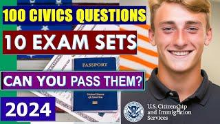 New Update 2024 Masterring 10 Exam Sets of 100 Civics Questions to Pass US Citizenship Interview