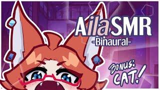 Aila Does Binaural ASMR -Whispering Finger Taps - BONUS Cat Purring