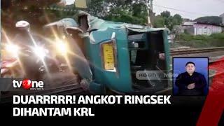 Ringsek Angkot Tertabrak KRL di Bogor  Kabar Pagi tvOne