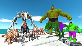 Infernals Rescues Bloody Goro - Trex - Hulk Team and Fight - Animal Revolt Battle Simulator