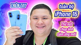 Trên tay toàn bộ iPhone 16  Plus  Pro  Pro Max xài thử nút chụp ảnh cảm ứng