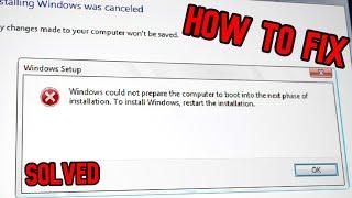 Repair Windows could not prepare the computer to boot into the next phase of installation FIXED