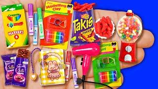 13 DIY Doll Miniatures for Barbie Mini Foods Crafts Clay Gumball Crayola Takis Bubbly Hair Dryer