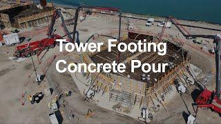 Tower Footing Concrete Pour  Gordie Howe International Bridge