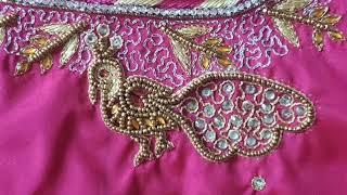 Aari work blouse designEasy design beautiful hand embroidery design for beginners tutorials