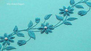 Stunning Hand Embroidery Border Designs for Paste Color Fabric