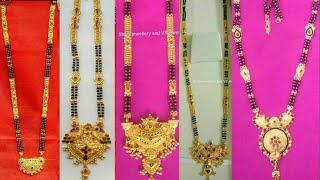 Latest gold nallapusalu designs with weight and pricesimple long nallapusala collectionin telugu