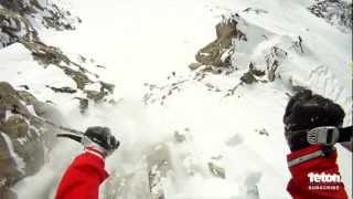 Skier Drops 40 Foot Cliff to Rocks