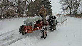 Ford 8N Plowing Snow in Blizzard