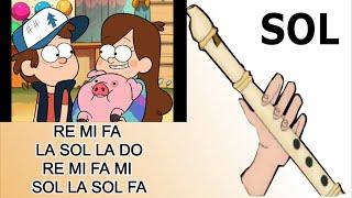 Gravity falls flauta dulce fácil tutorial con animación easy flute recorder