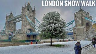 It’s Snowing in London  After Snowfall in London Tower Bridge Dec 2022  London Snow Walk 4K HDR