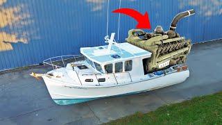 Putting a big diesel engine in my krusty old lobster boat