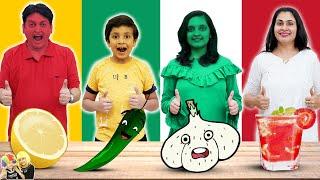 1 COLOUR FOOD EATING Challenge  Red Green White Yellow food  Family Challenge  Aayu and Pihu Show