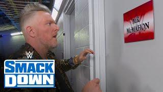 Pat McAfee chases Austin Theory into Mr. McMahon’s office SmackDown April 1 2022