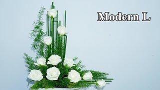 Modern L Flower Arrangement With White Rose at home Ep 154