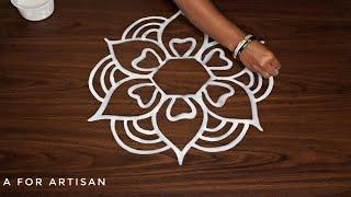 Very Easy Round Flower Jhoti Chita Designs Easy Alpona Designs for FESTIVAL  Easy Flower Rangoli