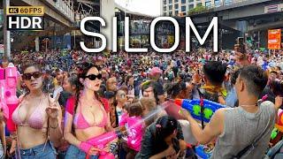  4K HDR  Songkran 2024 Silom Thailand millions of people world-class festival