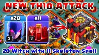 New TH10 Attack  20 Witch with 11 Skeleton Spell TH10 Impossible Attack strategy